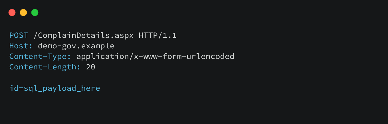 SQL Injection request
